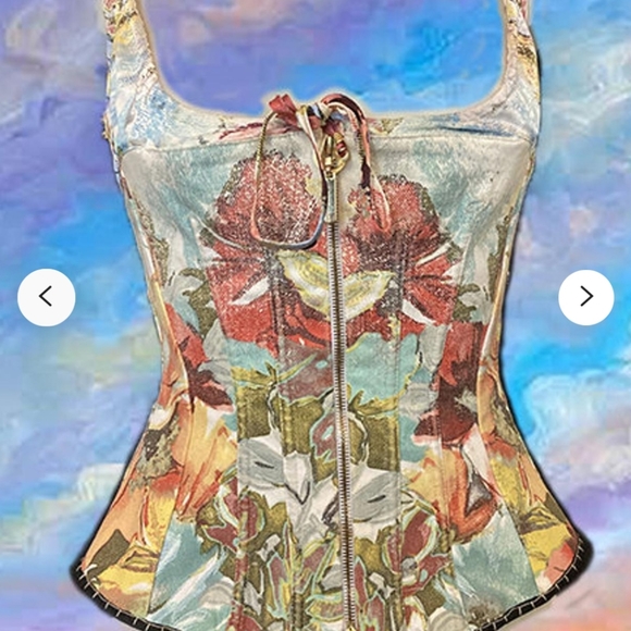 Roberto Cavalli Tops - Roberto Cavalli vintage printed flower multicolor